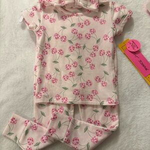 Kids Pink Cherry Disco Pajama Set
